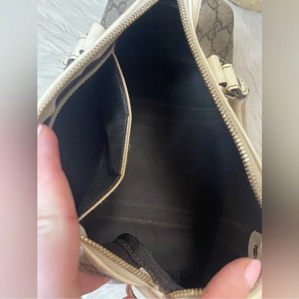 Gucci Beige Monogram Satchel with Cream Trim - Picture 12 of 12